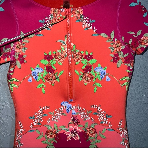 NWT Johnny Was Wave Surf One Piece Neoprene Orange Pink Floral Swim Suit $298 - Picture 14 of 14